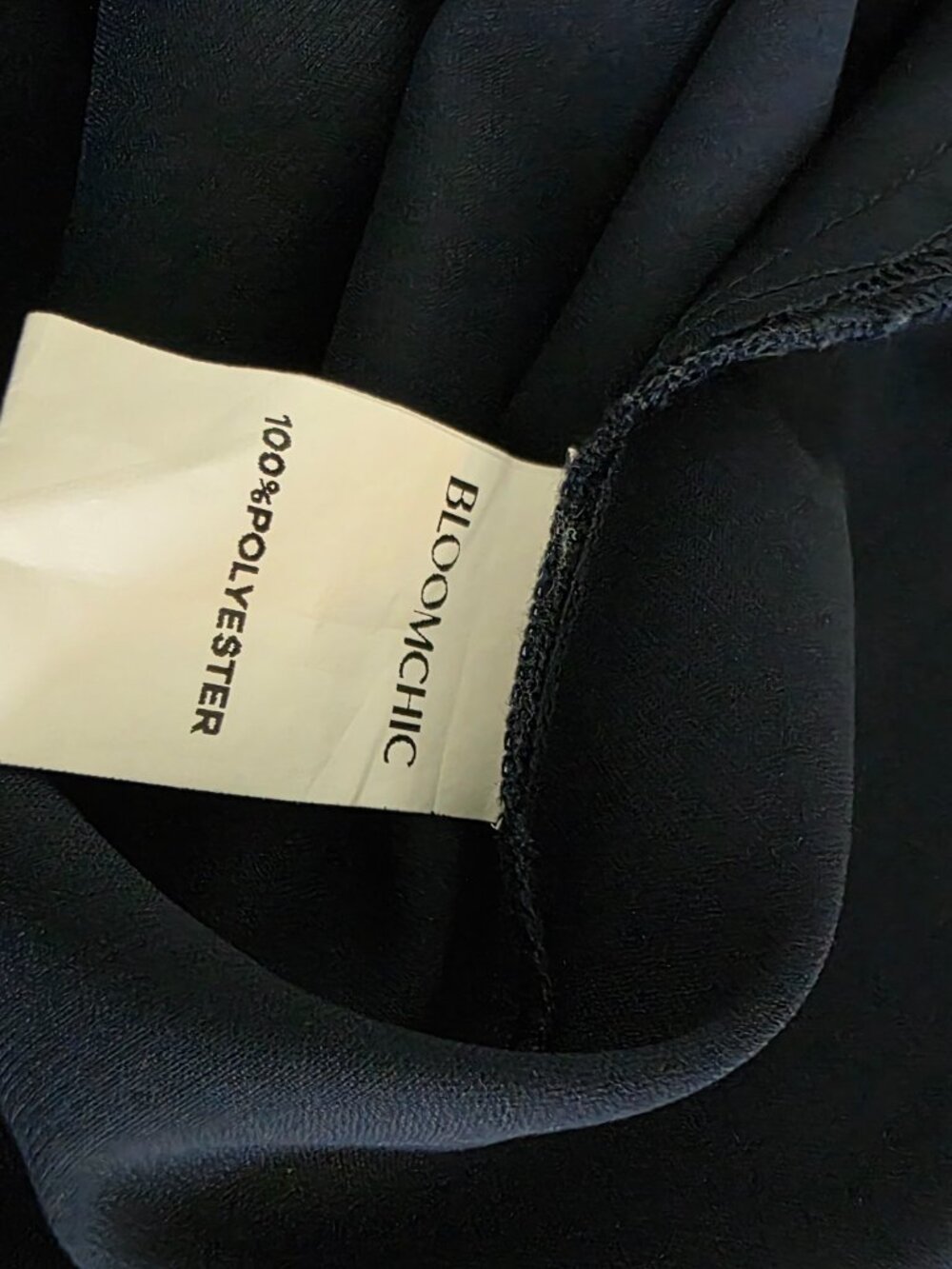 Bloomchic Dress Size 14/16 Navy Blue Fabric Belt Elasticized Waist Midi Pockets - Picture 9 of 10